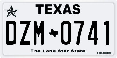 TX license plate DZM0741