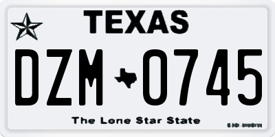 TX license plate DZM0745