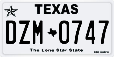 TX license plate DZM0747