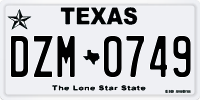TX license plate DZM0749