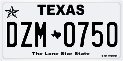 TX license plate DZM0750