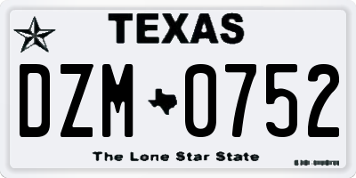 TX license plate DZM0752