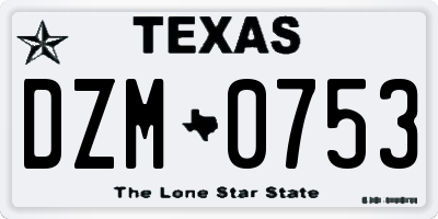 TX license plate DZM0753