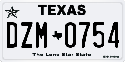TX license plate DZM0754