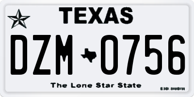 TX license plate DZM0756