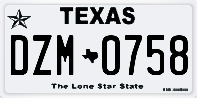 TX license plate DZM0758