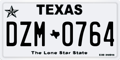 TX license plate DZM0764