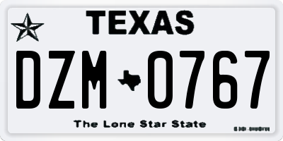 TX license plate DZM0767