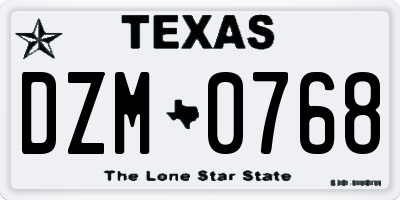 TX license plate DZM0768