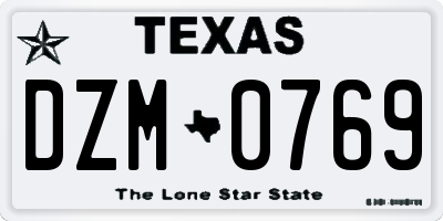 TX license plate DZM0769