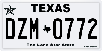 TX license plate DZM0772