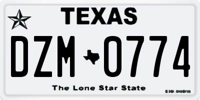 TX license plate DZM0774