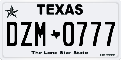 TX license plate DZM0777
