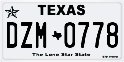 TX license plate DZM0778