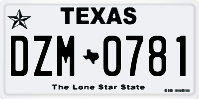 TX license plate DZM0781