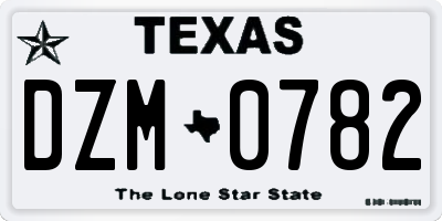 TX license plate DZM0782