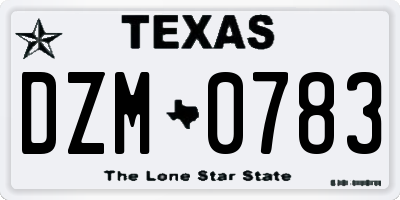 TX license plate DZM0783