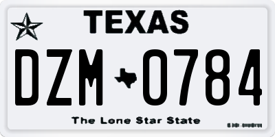 TX license plate DZM0784