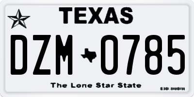 TX license plate DZM0785
