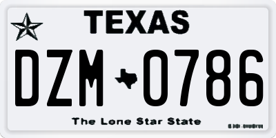 TX license plate DZM0786