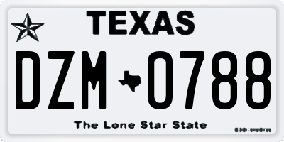 TX license plate DZM0788