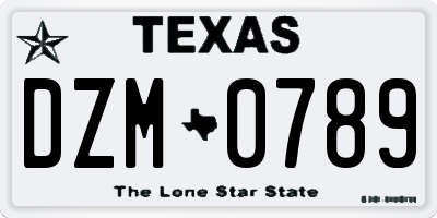 TX license plate DZM0789
