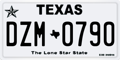 TX license plate DZM0790
