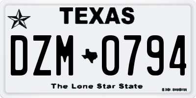 TX license plate DZM0794