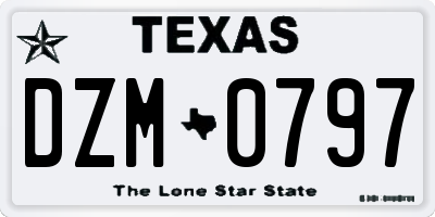 TX license plate DZM0797