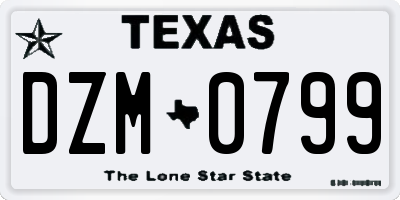 TX license plate DZM0799