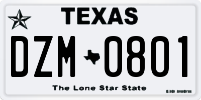 TX license plate DZM0801