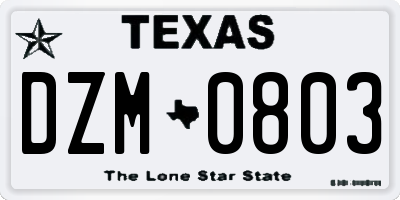 TX license plate DZM0803