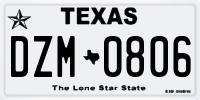 TX license plate DZM0806