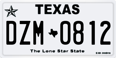 TX license plate DZM0812