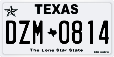 TX license plate DZM0814