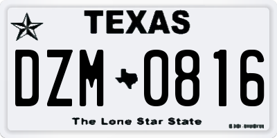 TX license plate DZM0816