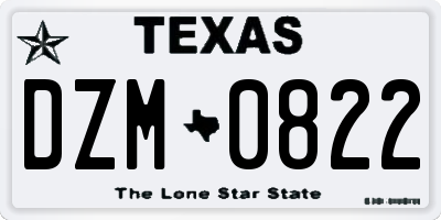 TX license plate DZM0822
