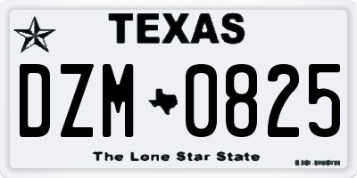 TX license plate DZM0825