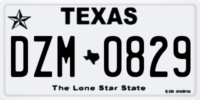 TX license plate DZM0829