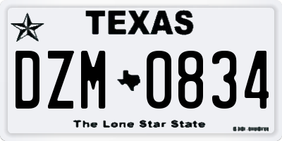 TX license plate DZM0834