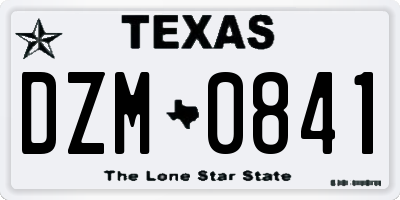 TX license plate DZM0841