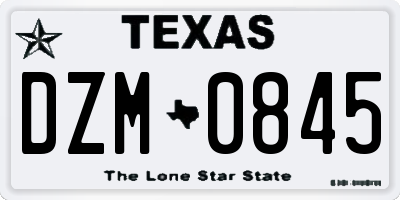 TX license plate DZM0845
