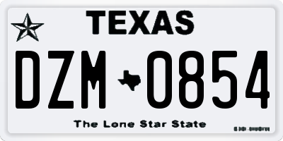 TX license plate DZM0854