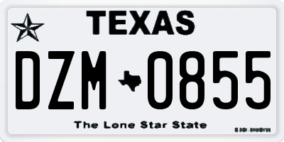 TX license plate DZM0855