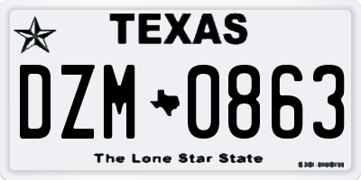 TX license plate DZM0863