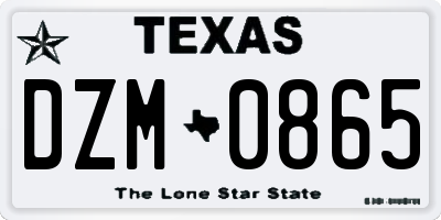 TX license plate DZM0865