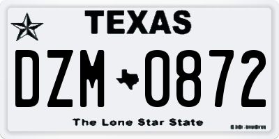 TX license plate DZM0872