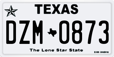 TX license plate DZM0873