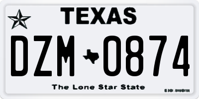TX license plate DZM0874
