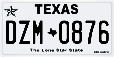 TX license plate DZM0876